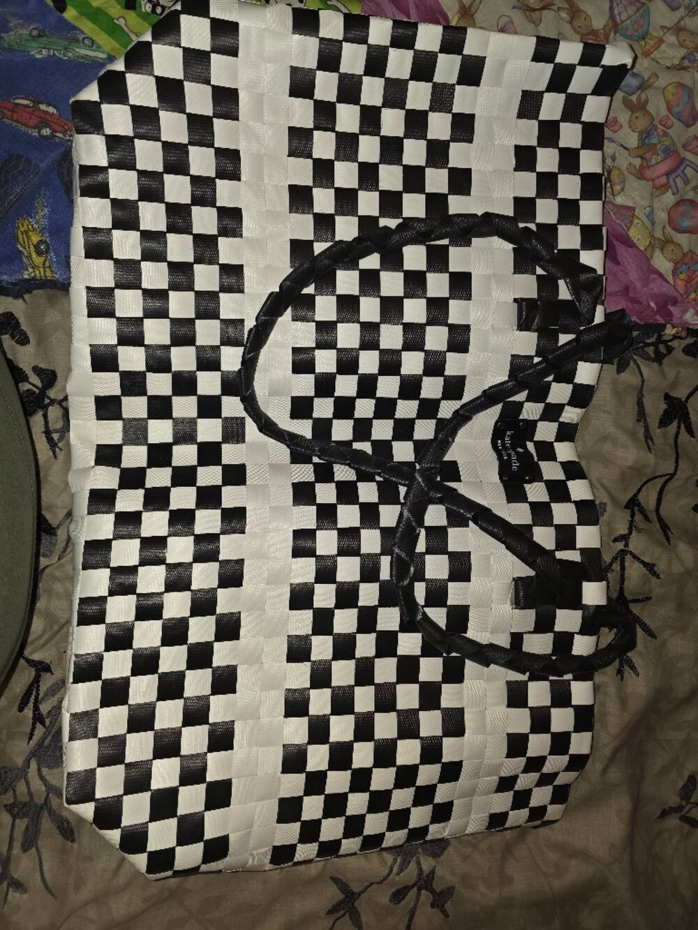 Kate Spade Black and White Checkered Caryall